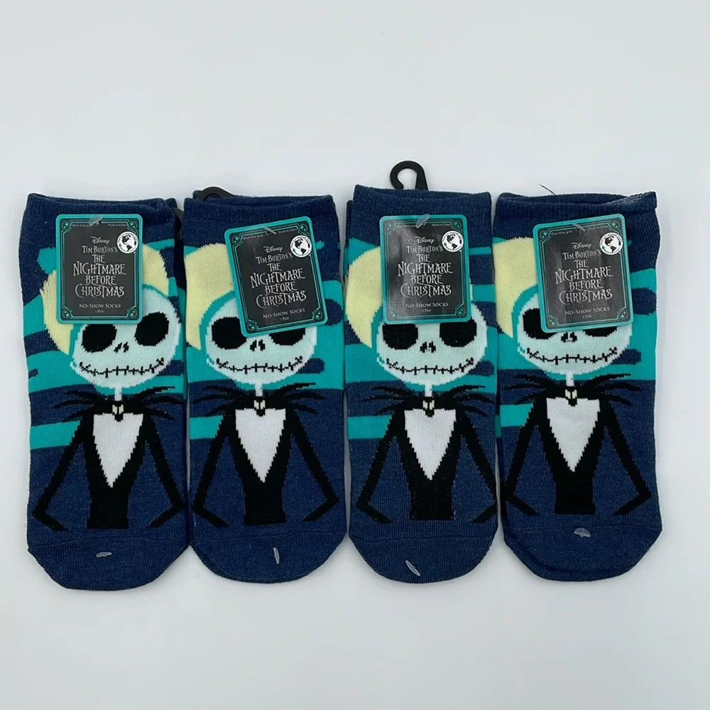 Disney Jack Skellington No Show Socks Shoe Size 4-10 - 4 Pairs - New